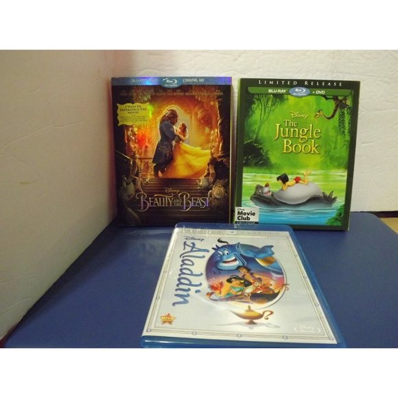 Disney Beauty And The Beast, The Jungle Book, Aladdin Blu Ray Dvd - Picture 1 of 7